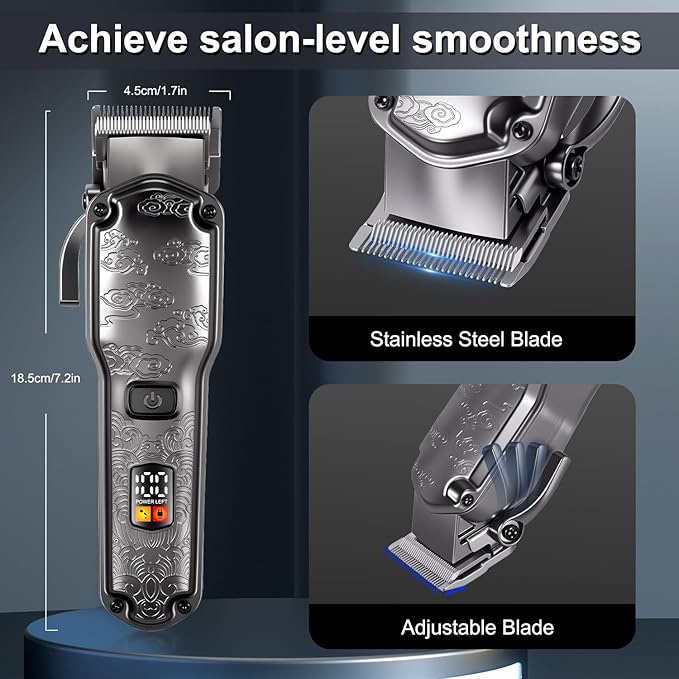 Hatteker Professional Hair Clippers for Men Beard Trimmer Clippers Set Waterproof T-Blade Trimmer Cordless Grooming Kit Nose Body Hair Barber Clippers Hair Cutting Kit