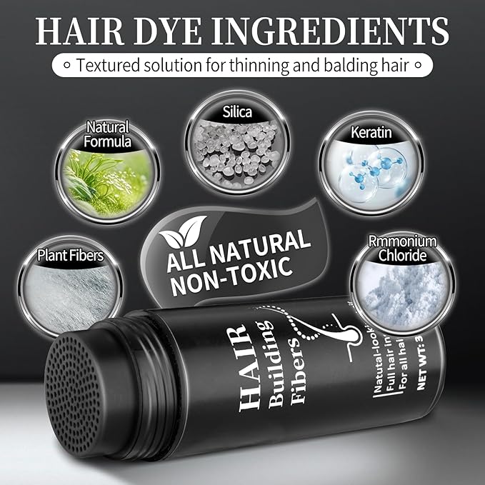 AWCCXMYM Hair Building Fibers for Thinning Instant Coverage Hair Fibers for Women & Men Natural Texture Undetectable Hair Fiber for Thickener and Fuller Look 30g #Dark Brown