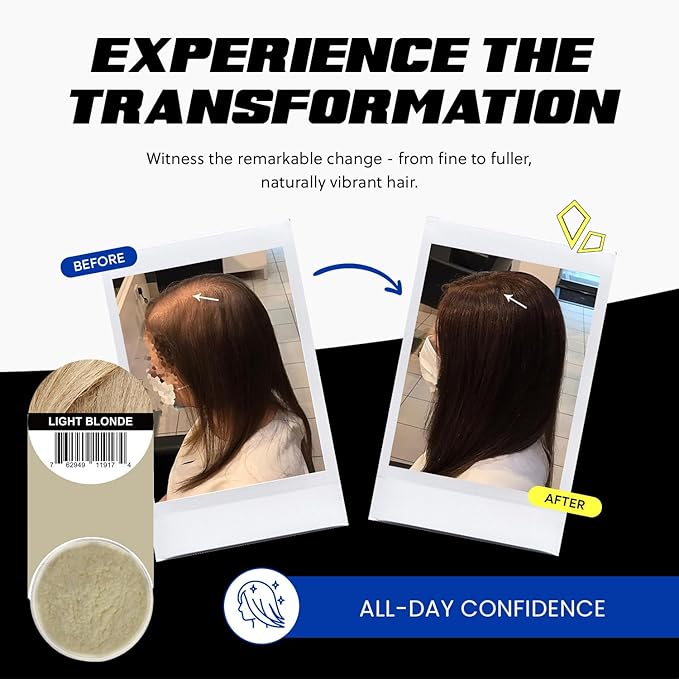 PrimeLook Hair Building Fibers, Luxurious Building Fibers for Thinning Hair, Superior Formula for Men & Women, Instant Volume, Matches Colors (27.5g, Light Blonde)