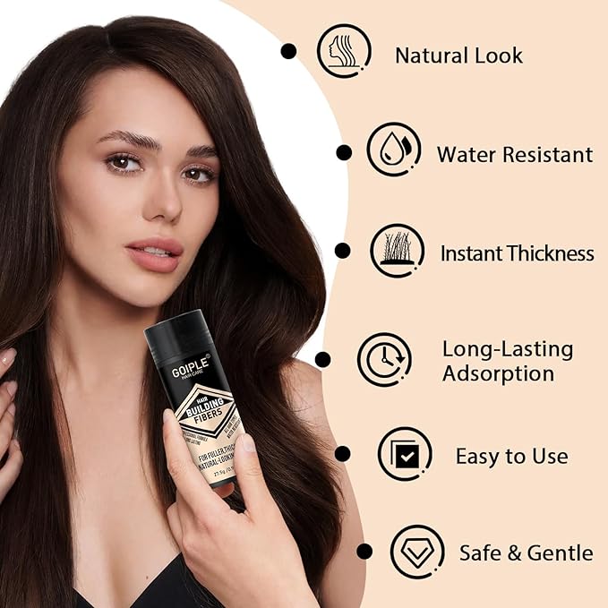 Hair Thickening Fibers & Pump Applicator Set Professional 3-in-1 Hair & Beard Styling Set - Hair Fibers Barber Enhancement Spray for Mens Hair&Beard - Hairline Enhancer&Volumizing Spray(Medium Brown)
