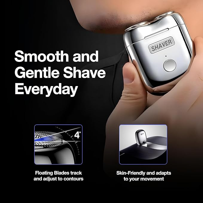 Onyx Shaver Mini Dual Head Rotary Electric Razor for Men Portable Travel Shaver USB C Rechargeable Wet or Dry Use Lightweight Pocket Size Electric Shavers for Men Two Speed Easy Clean Detachable Head
