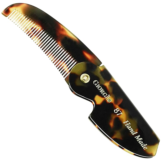 Giorgio G87 4.5 Inch Mustache and Beard Grooming Comb for Men - Handmade, Saw-cut, Hand Polished Pocket Comb for Everyday Hair Styling. 2 Pack Tokyo
