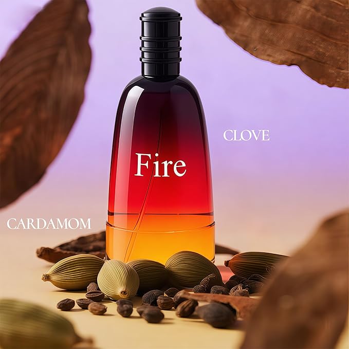 Men Cologne Fire 3.4 Fl Oz Eau de Parfum Natural Spray Long Lasting Cedarwood, Mimosa Fragrance for Men Daily Used