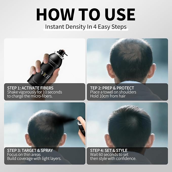 Sevich Hair Fiber Spray for Thinning Hair - Hair Building Fibers Instant Thickening for Men & Women, Waterproof & Sweatproof Root Touch Up Spray, Travel Size 80ml (Dark Brown)