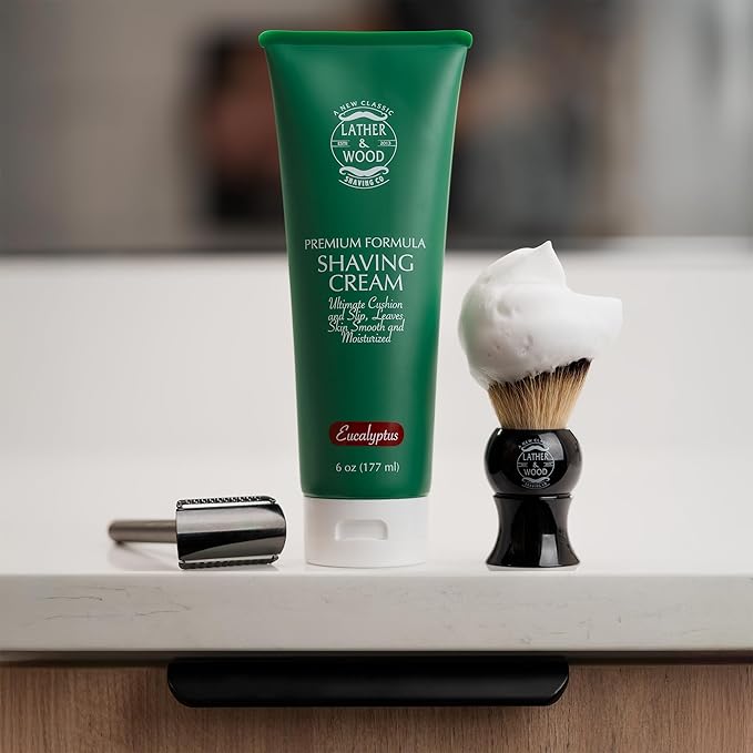 Mens Eucalyptus Shaving Cream – Cool, Refreshing Lather That Stops Razor Burn Cold – Premium Barbershop Quality Formula with Natural Ingredients, Smooth & Irritation-Free Shaves in Every Tube (6oz)