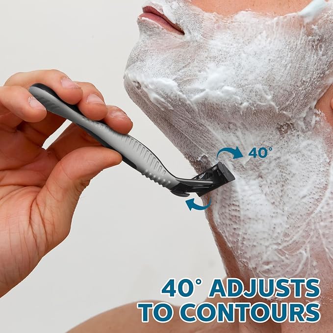 24 Pcs Men's Disposable Razors Bulk 5-blade Blade Razors for Men Set Sensitive Skin Razor Disposable Head Razor for a Smooth and Comfortable Shave