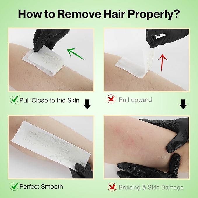 Roll on Wax Kit Aloe Vera Waxing Roller Depilatory for Women & Men Waxing Kit for Hair Removal for Larger Areas at Home with Heater & Strips