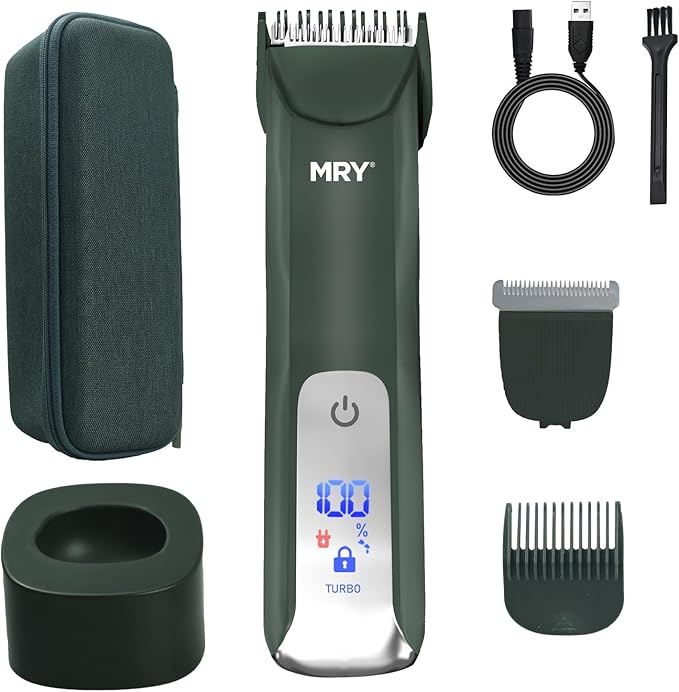 MRY Groin Trimmer for Men & Women - Ipx6 Waterproof, USB Charging, Ceramic Blade Electric Trimmer for Pubic/Body/Groin Grooming/Face/Legs/Facial (Ash Black Color)