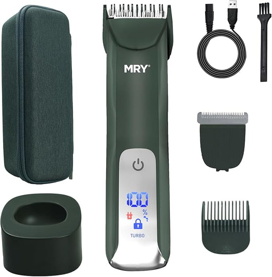 MRY Groin Trimmer for Men & Women - Ipx6 Waterproof, USB Charging, Ceramic Blade Electric Trimmer for Pubic/Body/Groin Grooming/Face/Legs/Facial (Ash Black Color)