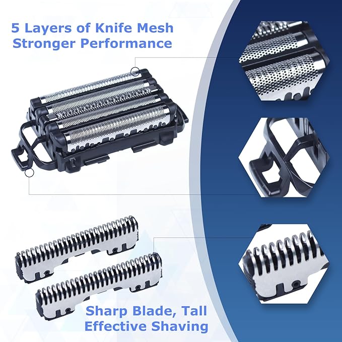 1 Pack WES9032P Shaver Replacement Foil，Outer Foil and Inner Blad Compatible with Panasonic ARC5 5-Blade Shavers ES-LV97-K,ES-LV67-K,ES-LV95-S,ES-LV65-S Electric Razor