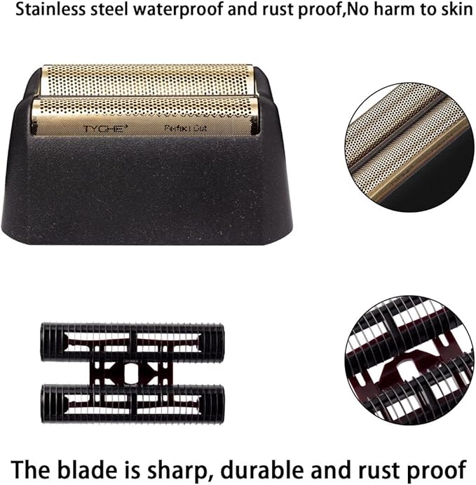 Replacement Foil Professional 5 Star Series Finale Shaver Shaper Super Close and Cutter Bar Assembly Compatible with Wahl Shaver Foil Model 7043-100,7031-100 Replacement Heads(4 Pack Gold)