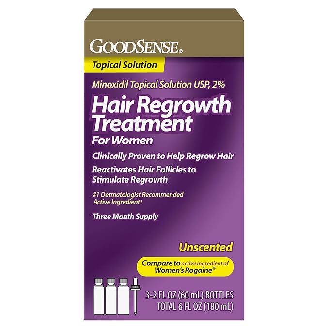 Minoxidil Topical Solution, 2 Percent, Hair Regrowth Treatment For Women