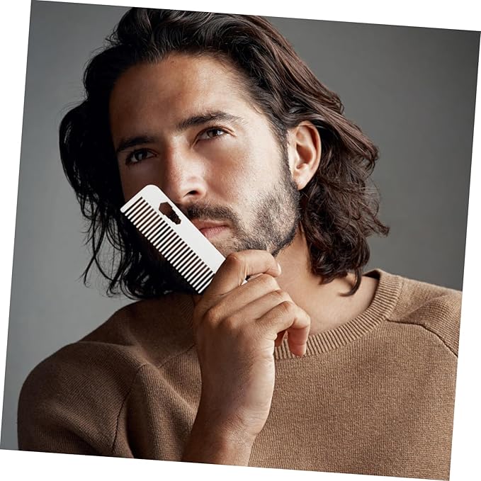 Beaupretty Stylish Mustache Comb for Men Stainless Steel Beard Comb Hair Brush Smooth Round Teeth for Grooming Travel
