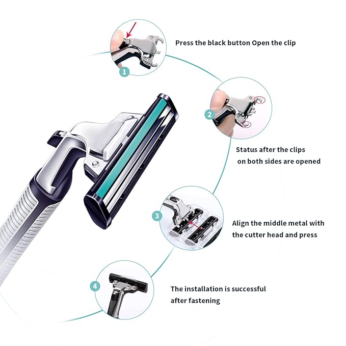Razors for men Shaving,2-Blade mens Razor Cartridges Includes 1 Handles and 48 Replaceable razor head, With Lubricating Strip - Compatible With Atra Razor Handles（48 Cartridges reffills）