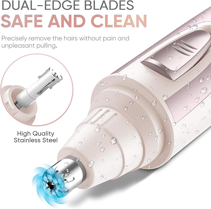 ZORAMI Replacement Nose Hair Trimmer Head, Stainless Steel Blades, Designed Battery-Operated Trimmer, Rose Pink