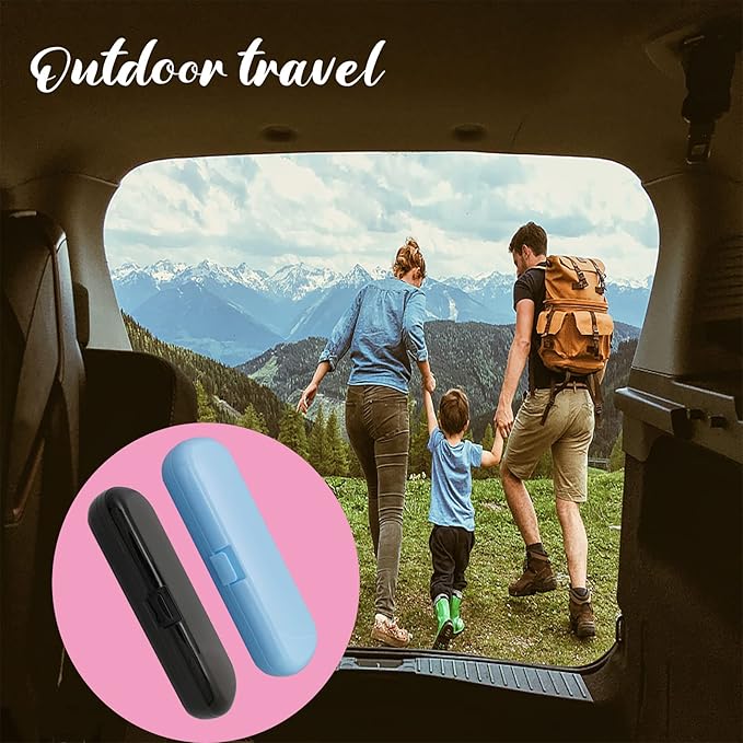 2 Pcs Electric Toothbrush Travel Case, Portable Travel Toothbrush Holder for Electric Toothbrush Set (Blue and Black)