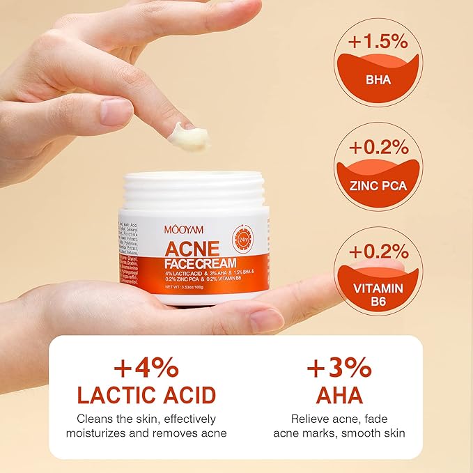 Acne Treatment for Face for Hormonal Cystic Stubborn Acne Cream for Sensitive Skin Teens Adults Women Men Spot Pimple Butt Control Rapid Clearing Breakout Overnight Face Blemish Treatment