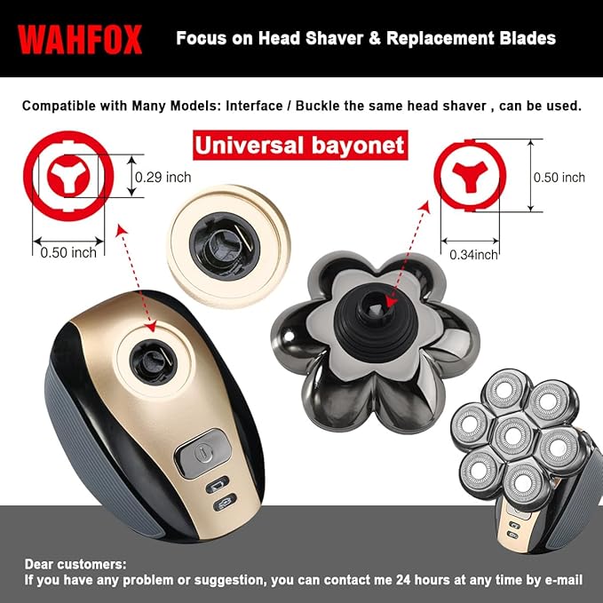 Magnetic 7 Blades Head Shaver Replacement Blades for head Shaver and Other Brands Head Shaver (CX7 Silver)