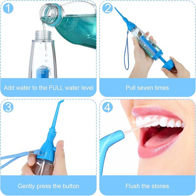 Water Dental Flosser for Teeth Oral Irrigator Water Teeth Cleaner Non Electric Portable Affordable Oral Irrigator Cordless Manual Air Pressure Simple Operation for Home and Travel