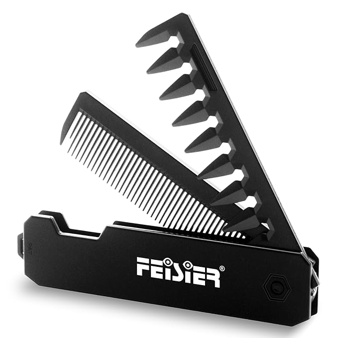 Folding Hair Comb for Men, Pocket Comb with Fine & Wide Tooth,Styling Comb for Travel and Everyday Grooming Combing Hair,Beard or Mustache