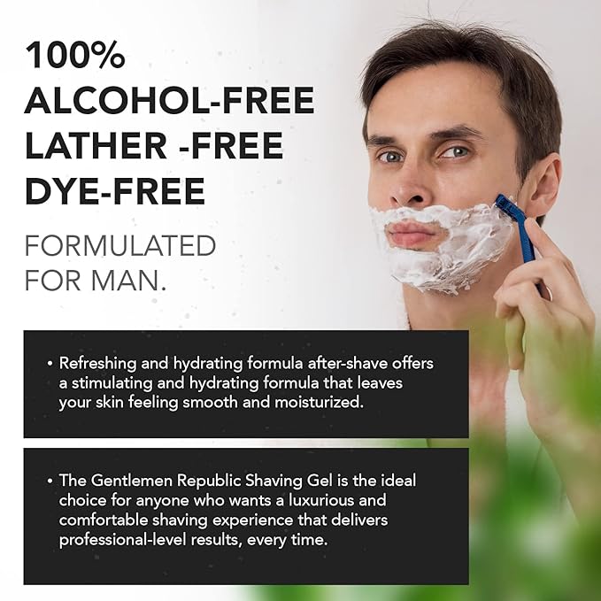 Gentlemen Republic Shaving Kit - Shaving Gel and After Shave Combo Pack - Alcohol, Lather and Dye Free Clear Shave Gel with Aftershave, 2 Pack