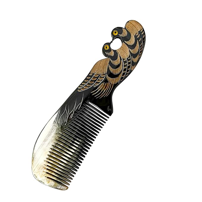Symbol of Love, Peace and Happiness, Natural Buffalo Horn Comb, Bone Ox Horn Comb Anti Static for Hair, Horn Combs for Women Christmas Gifts (Pigeon)