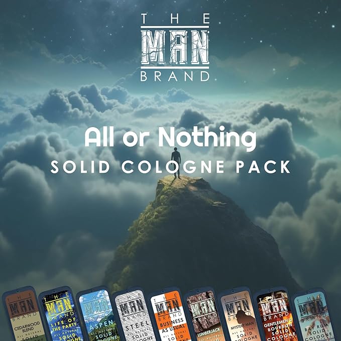 Solid Cologne Sample Set of 9 - Men's Sample Cologne Pack - Mens fragrance Sampler Set - Mens Travel Size Perfume Sampler Set (All or Nothing - 9 Pack - 0.75 oz each)