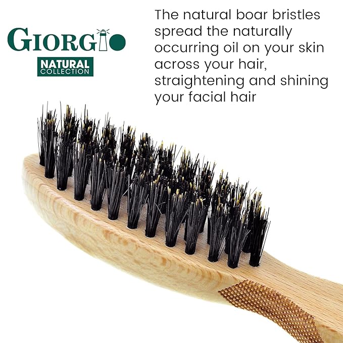 Giorgio G87 Gentleman's Tokyo Folding Pocket Comb, Flexible Men's Hair, Beard and Mustache Pocket Comb. Hand-Made of quality Durable Cellulose Acetate + GBRD1 6 Inch Beard and Mustache Brush
