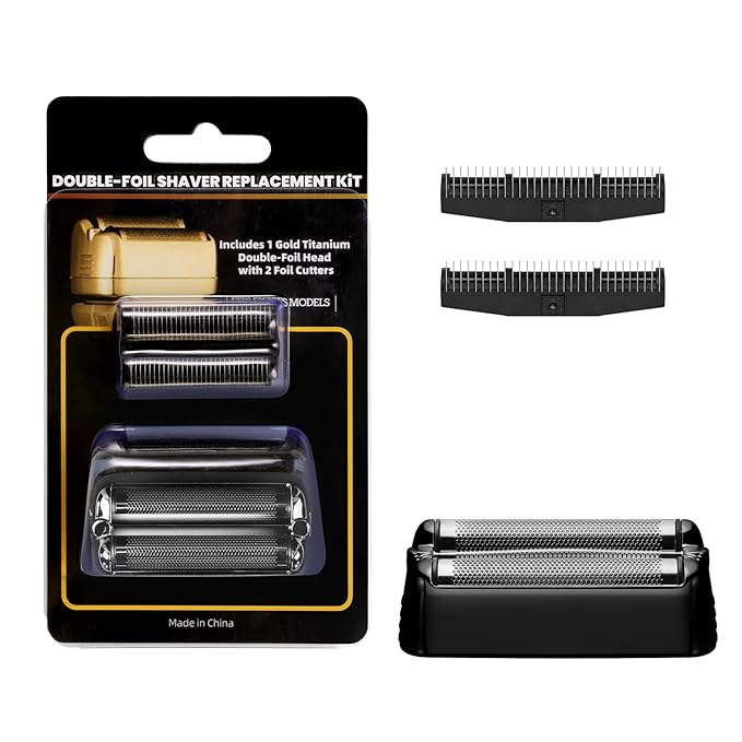 Shaver Replacement Foil and Cutter，Compatible with BaBylissPRO FXONE BlackFX Double Foil Stick Shaver，Black
