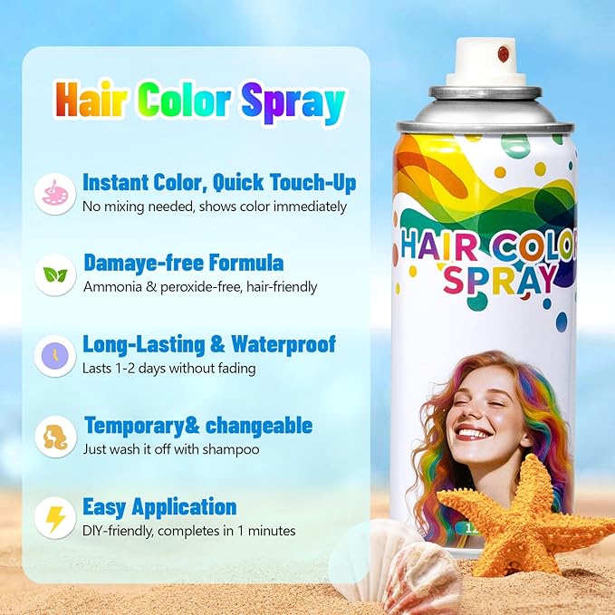 Temporary Red Hair Color Spray & Wax | Non-Sticky, Natural Look | Washable One-Time Use Hair Dye for Halloween, Cosplay, Festivals | For Women, Men & Kids (Fired Red)