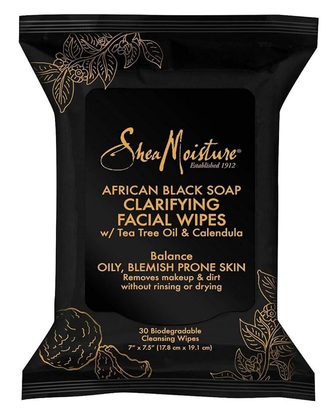 SHEA MOISTURE African Black Soap Facial Wipes 30 Count (3 Pieces)