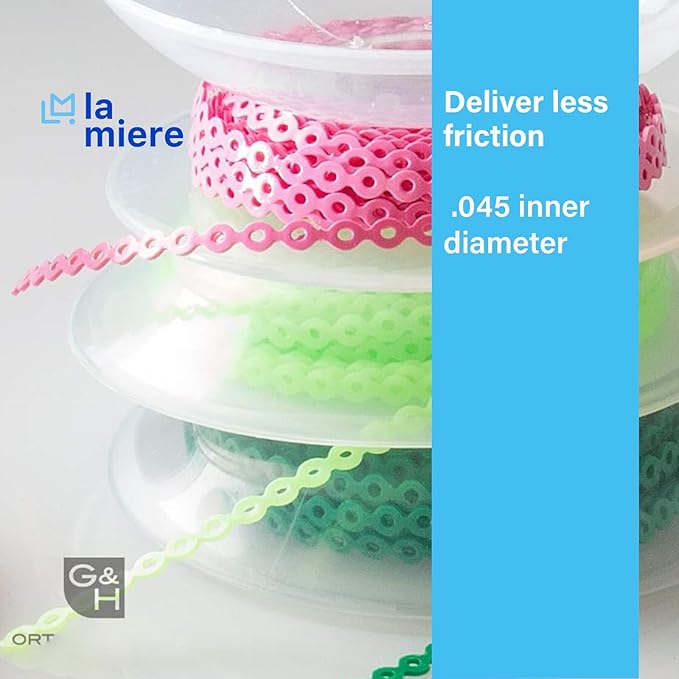 LA MIERE 1 Roll Orthodontic Rubber Chains, Braces Power Chains consisted force in closed, short, long 15'' spools (short, 0.136’’(3.3mm), Baby Blue)