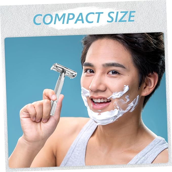 Manual Safety Razor Long Handle Double Edge Shaver for Men Retro Design with Comfortable Grip Easy to Clean and Detachable Blade for Close Shaving and Beard Grooming