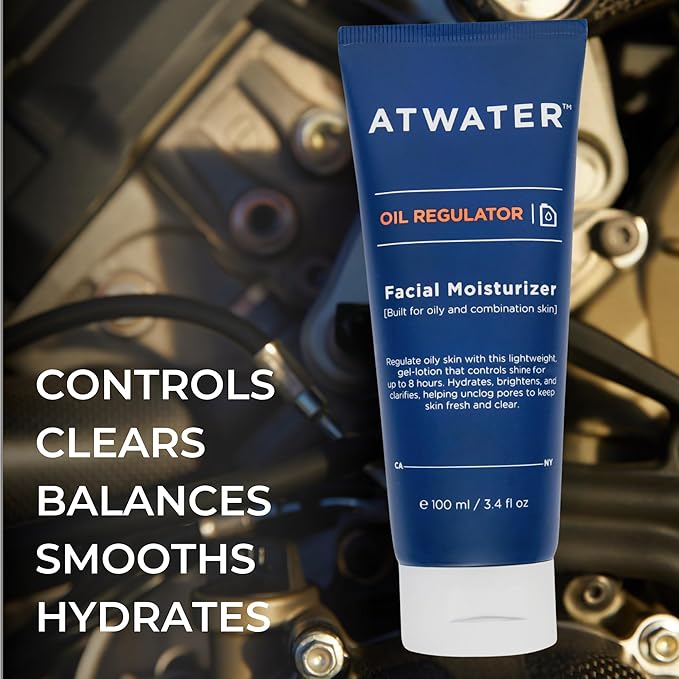 ATWATER Oil Regulator Men's Face Moisturizer, Oil Control Complex with Salicylic Acid and Niacinamide, Lightweight Unscented Formula for Oily Skin - 3.4 oz