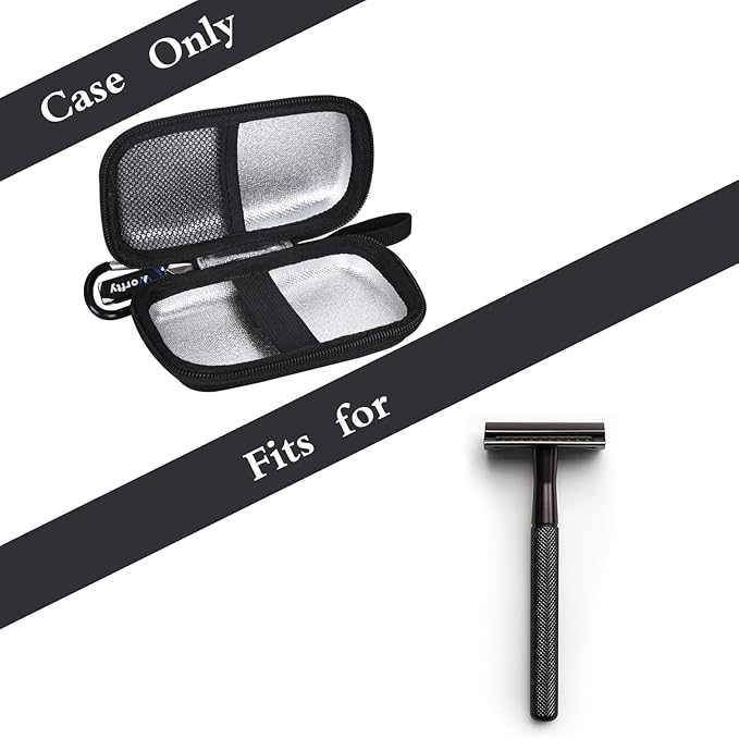 Safety Razor Case for Henson for MANSCAPED® The Plow® 2.0 for Bambaw for BULIMICA for VIKINGS, Universal Hard Travel Case for Safety Razor/Blades & Accessories (Black)