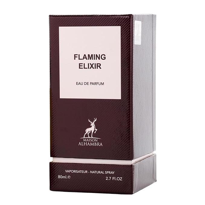 Maison Alhambra Flaming Elixir – Fruity, Smoky, Leathery, Woody – Eau de Parfum Spray Long-Lasting Fragrance for Unisex, 2.7 Ounce / 80 ml