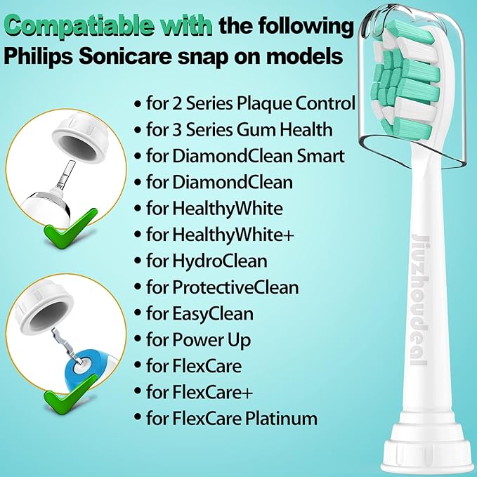Replacement Toothbrush Heads Compatible with Philips Sonicare C2 Plaque Control Protective Clean 4100 5100 6100 Electric Toothbrush, 8-Pack Sonic Brush Heads