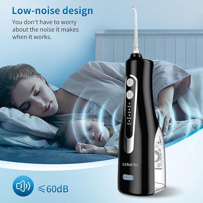 Black Cordless Water Flosser for Teeth | Portable Oral Irrigator with 4 Modes | IPX7 Waterproof, Rechargeable, 300ml Water Tank for Everyday Oral Care & Travel