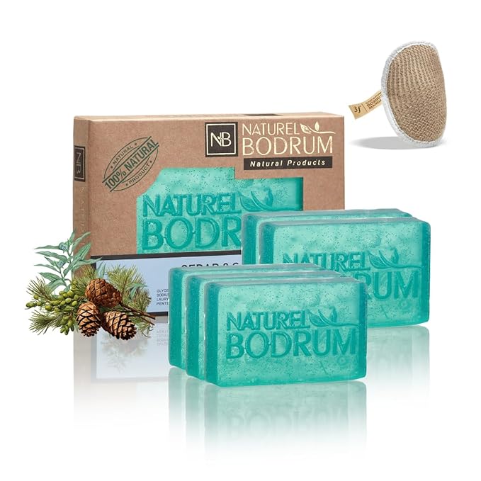 Cedar Sage Organic Soap Bar for Women & Men, Pack of 5 Glycerin Soap Bars - Skin Repair & Pore Cleansing Facial & Body Bar Soap with Vitamins C&E - Natural & Vegan Spa Gift, for All Skin Types