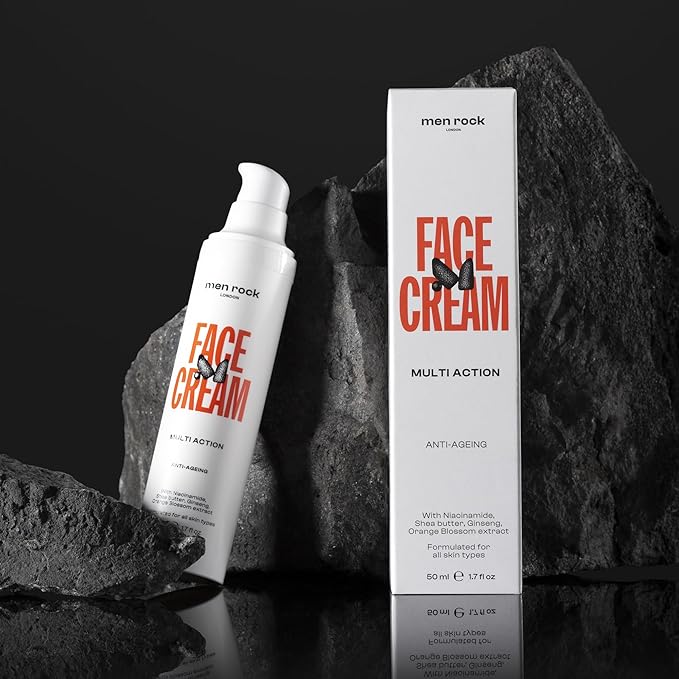 Men Rock Face Cream Multi Action Anti-Ageing - Mens Facial Moisturizer - Daily Face Moisturizer for Men - Skincare Products - Daily Lotion - 1.7 oz