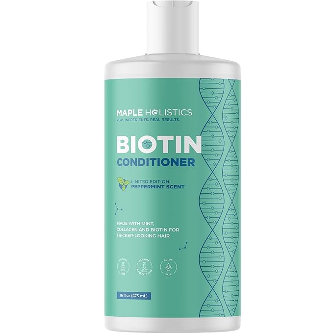 Volumizing Biotin Conditioner for Thinning Hair - Volumizing Conditioner for Fine Thin & Weak Hair - Sulfate Paraben & Silicone Free Hair Conditioner Nourishing Plant Proteins & B Vitamins (Mint)