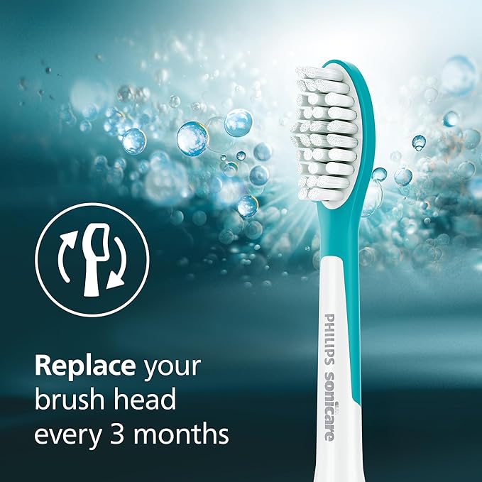 Philips Sonicare for Kids 7+ Genuine Replacement Toothbrush Heads, 2 Brush Heads, Turquoise and White, Standard, HX6042/94
