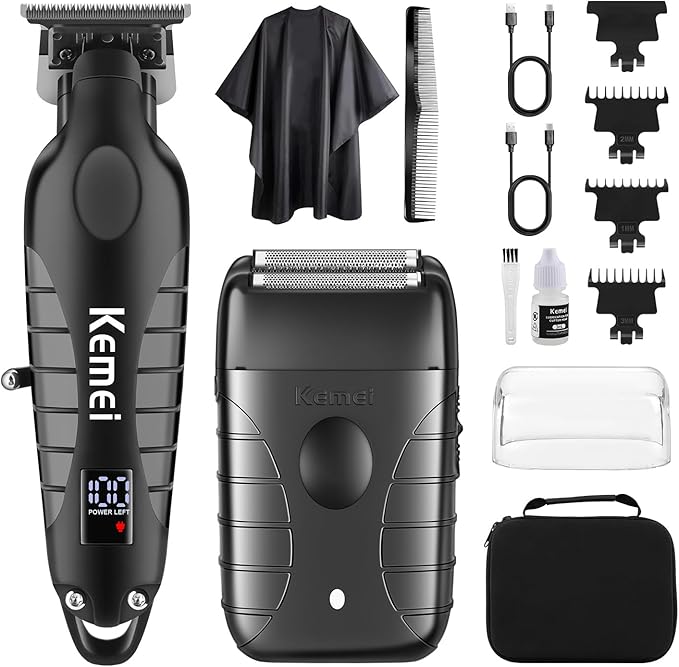 KEMEI Professional Electric Foil Shaver for Men, Beard Trimmer & Men's Grooming Set, Foil Shaving Kit and Bald Head Precision Trimmer, Cordless and Rechargeable with USB, Gifts for Men