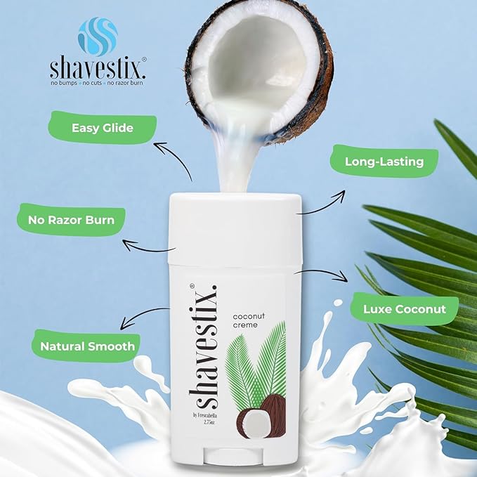 Shavestix Shaving Cream Stick 2.75 Oz [2 Packs]- Travel Size Toiletries for Women | Coconut Milk Based Razors, Shavers Friendly Hair Removal Cream Shave Bar | Sub Shaving Gel, Soap, Foam