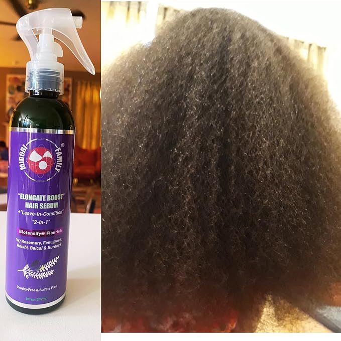 Midori Family Elongate Boost Concentrate Hair Serum - 8oz: To encourage hair thickness and length for Thinning Hair, Hair Loss remedy for Men & Women to stimulate Hair Follicle