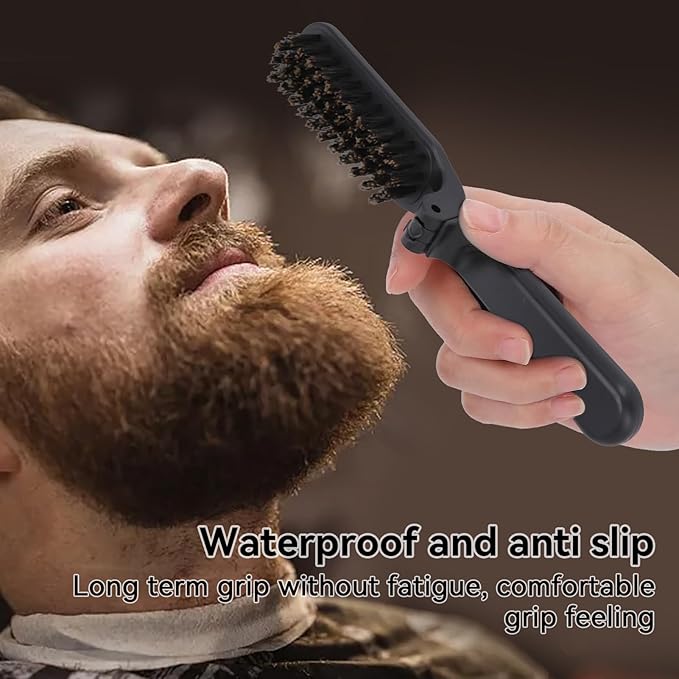 Foldable Beard Brush, Soft Bristles Beard Styling Comb Men Mustache Grooming Brush Portable Hair Styling Tool for Women and Men, Household Outdoor Travel
