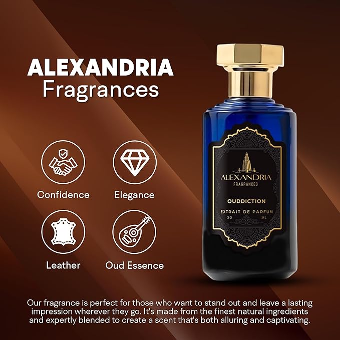 Alexandria Fragrances Ouddiction Perfume - Premium Parfum with Rich Oud and Leather Notes - Long Lasting Eau de Parfum for Men and Women - Luxury Men’s Cologne for Every Occasion - 30ml