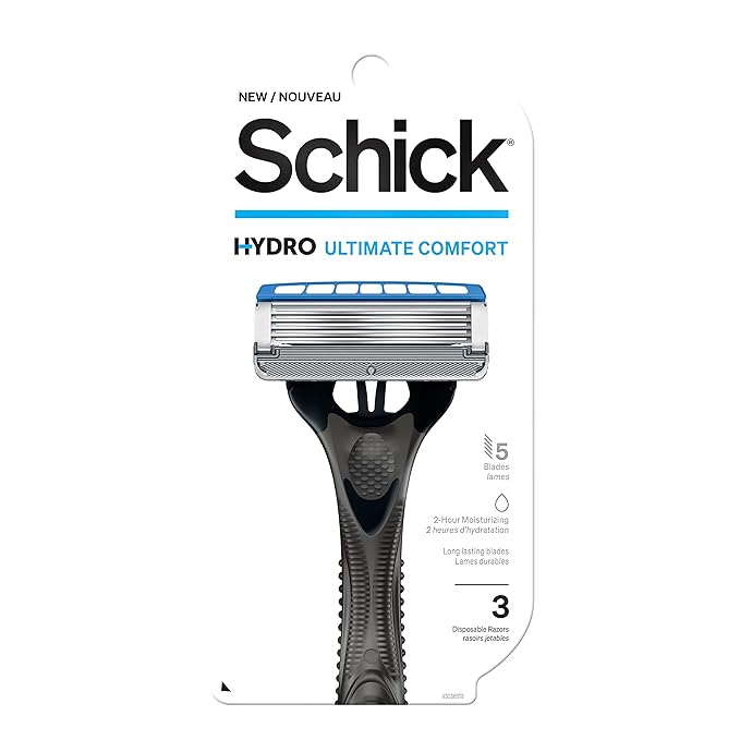 Schick Hydro 5 Disposable Razor for Men with Hydrating Gel Reservoir, 3 Count (Pack of 1)