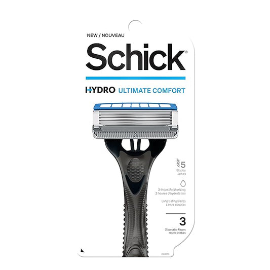 Schick Hydro 5 Disposable Razor for Men with Hydrating Gel Reservoir, 3 Count (Pack of 1)