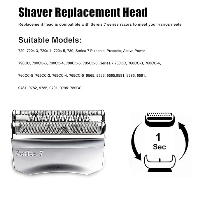 70S Series 7 Replacement Heads Compatible with Braun Series 7 Electric Foil Shaver, 70S Blades for Braun S7 Replacement Head 720, 730, 760cc,790cc
